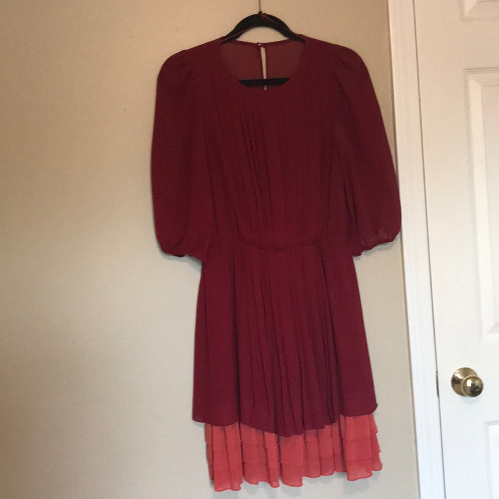 Dark Red Long Sleeve Jessica Simpson Dress